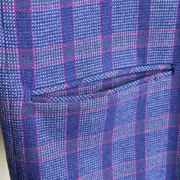 Pendleton Vintage Button Down Blue Plaid Collarless Blazer Size 22 - Picture 5 of 13